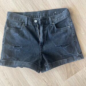 American Eagle high waisted mom jean shorts Black cuffed size 2